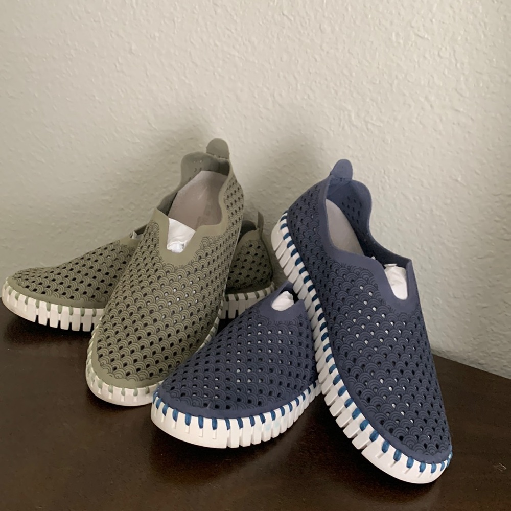 Ilse Jacobsen Tulip Slip on Size 36 (5US) Two pair, Blue and Green.